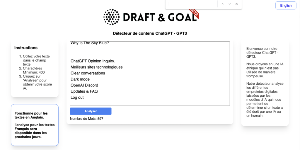 Le détecteur Draft & Goal